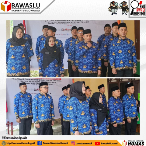 Sebanyak 12 Orang Staf Sekretariat Bawaslu Kabupaten Morowali Mengikuti Pelantikan PPPK Secara Daring 